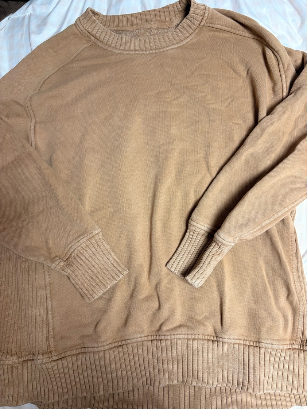 aerie Women's Crewneck Sweater in Camel Tan